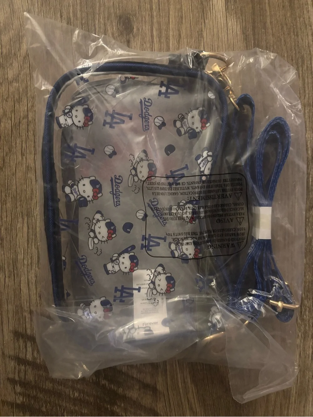 FOCO Dodgers/Hello Kitty Clear Crossbody Bag - Blue